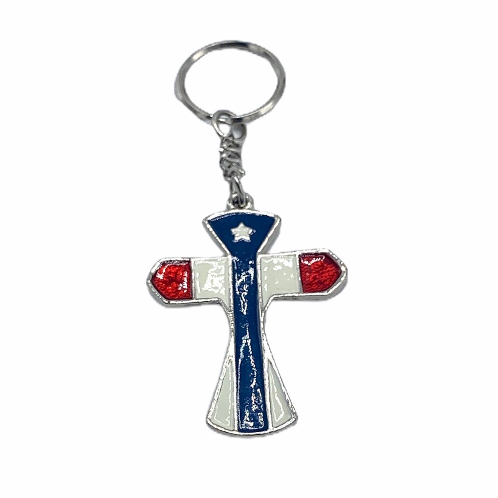 PUERTO RICO Flag Boricua Cross Key Chain Souvenir
